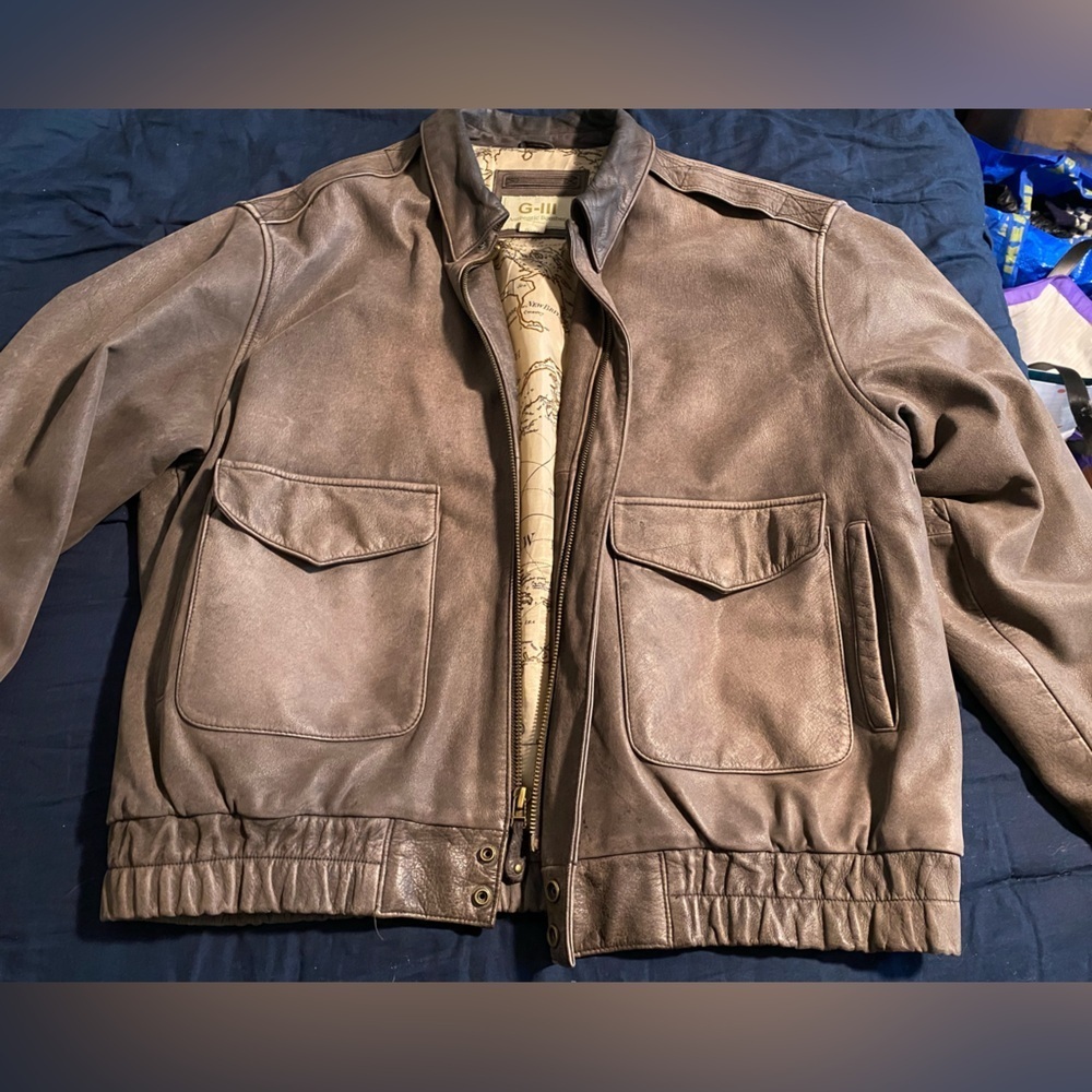 Global Identity GIII Leather Flight Bomber Jacket for Pilots with Atlas Lining - Picture 1 of 10